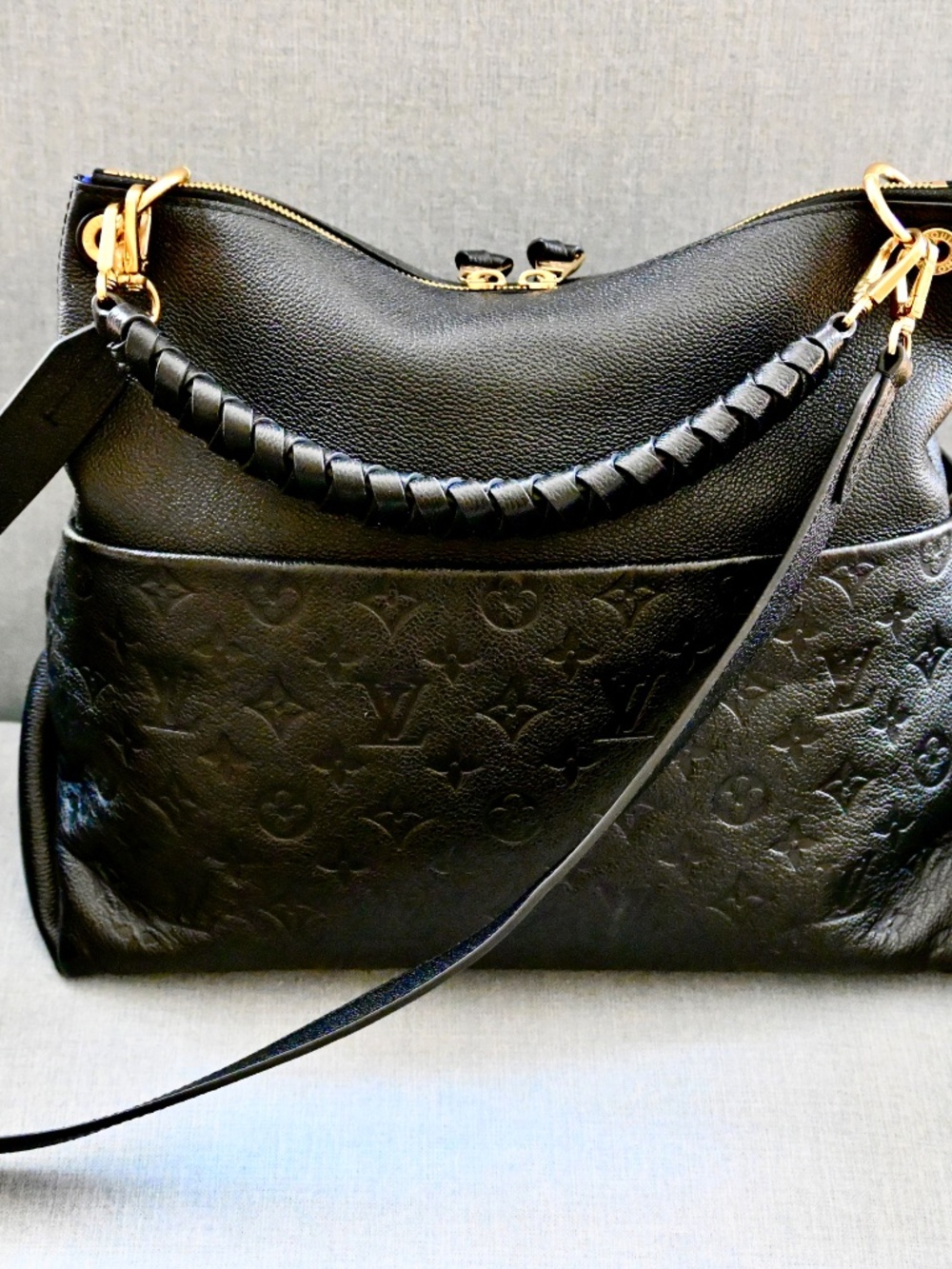 LOUIS VUITTON BLACK MAIDA HOBO BAG w/ VIOLET BLUE INTERIOR & POCKETS - Picture 2 of 14